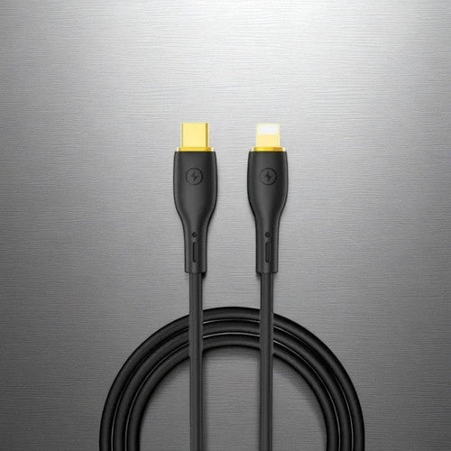 Cabo Gel Selica Tipo C X Lightning 30w 120cm Wiwu Preto