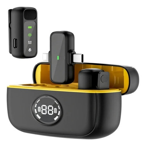 Mini Microfone Lapela Universal 2/1 Bateria 300mah Wiwu Preto