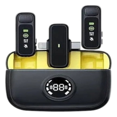 Mini Microfone Lapela Universal 2/1 Bateria 300mah Wiwu Preto