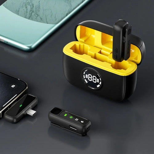 Mini Microfone Lapela Universal 2/1 Bateria 300mah Wiwu Preto