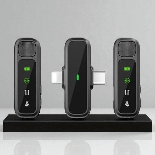 Mini Microfone Lapela Universal 2/1 Bateria 300mah Wiwu Preto