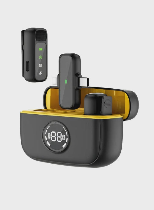 Mini Microfone Lapela Universal 2/1 Bateria 300mah Wiwu Preto